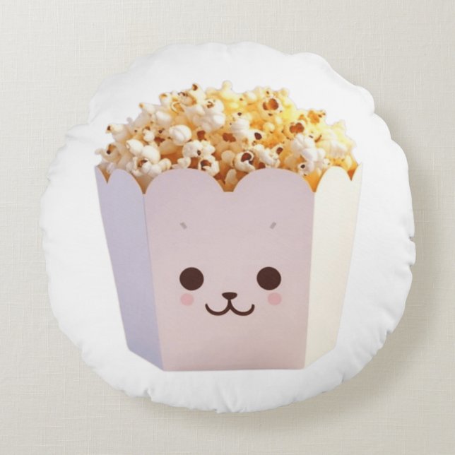 En Cute Tub of Popcorn Rund Kudde (Framsidan)