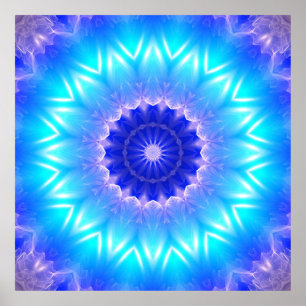 en cyan mandala för halshakra (kommunikation) poster