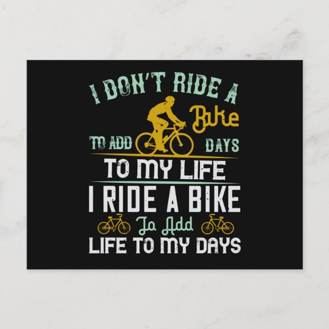 En cykel ger liv åt mina dagar vykort (Framsida)
