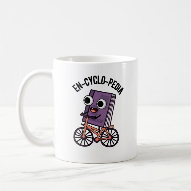 En-cyklo-Pedia Funny Encyklopedia Pun Kaffemugg (Vänster)