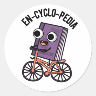 En-cyklo-Pedia Funny Encyklopedia Pun Runt Klistermärke