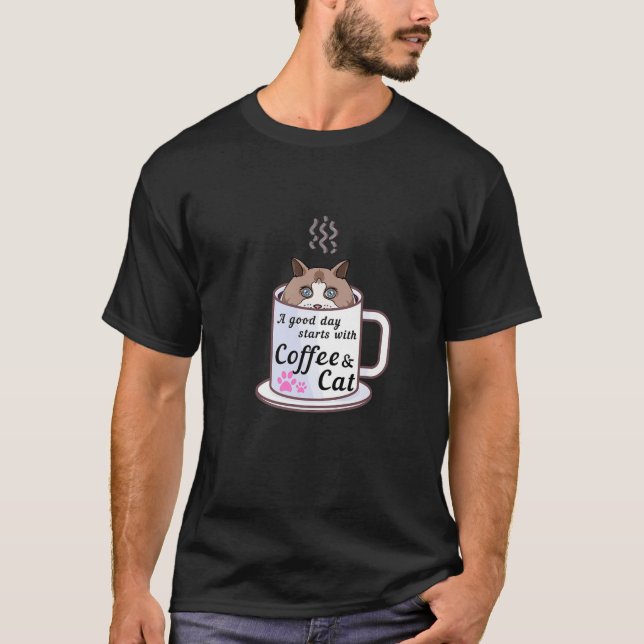En dag börjar med kaffe t shirt (Framsida)