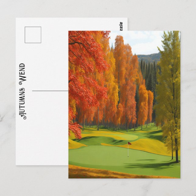 En Dag För Golf Färgrika Höstar Wend Tidlös Konst Vykort (Fram/baksida)