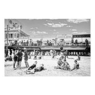 En dag i Atlantens strand och Boardpromenad 1904 Fototryck