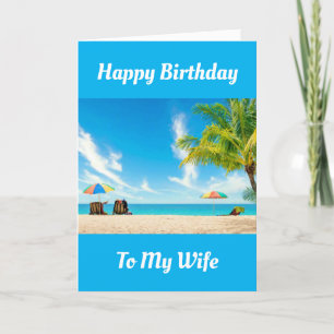 EN "DAG I BEACH" FÖR "WIFE'S BIRTHDAY"-KORTET KORT