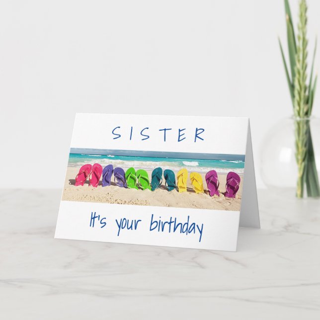 EN DAG "I BEACH" **SISTER** PÅ BIRTHDAG KORT (Framsida)