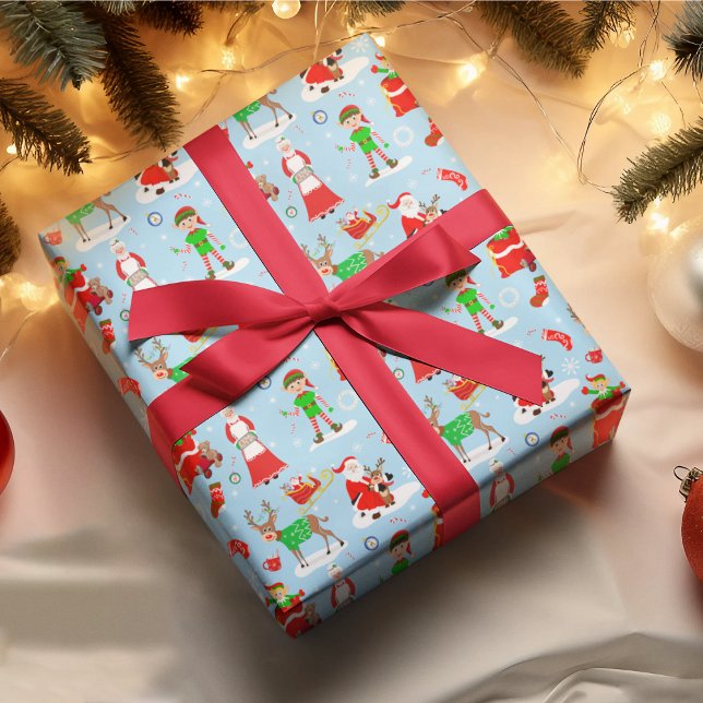 En dag i Nordpolen under jul Presentpapper (Wrap up your holidays with Santa, Rudolph, and gingerbread delights.)