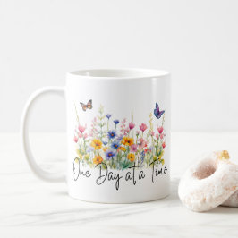 En dag i taget Inspirerande Citat Vilda blommor Kaffemugg