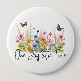 En dag i taget Inspirerande Citat Vilda blommor Knapp