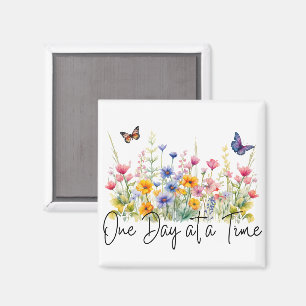En dag i taget Inspirerande Citat Vildblommor Magnet