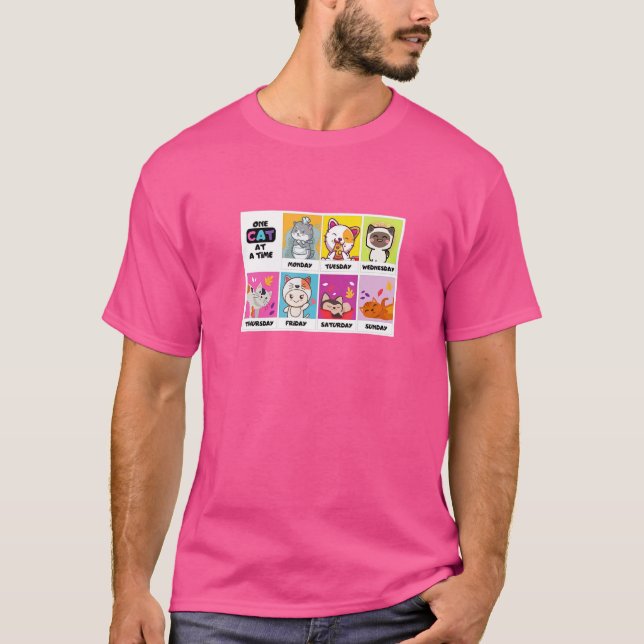 En dag katt i veckan Internationell T Shirt (Framsida)