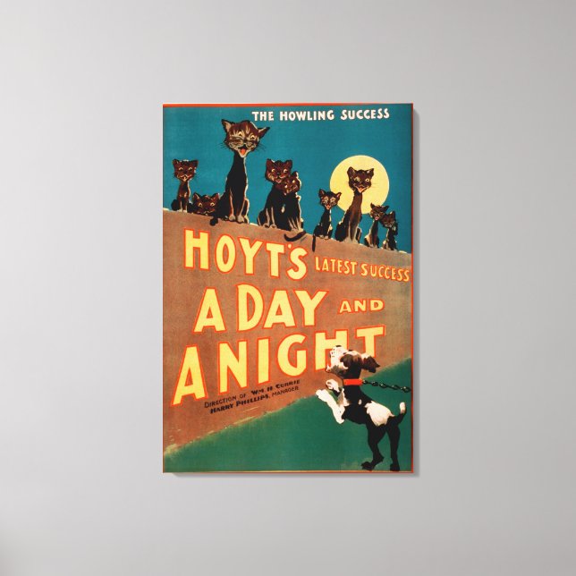"En dag och en natt" Katter och Hundar Musical Canvastryck (Framsida)