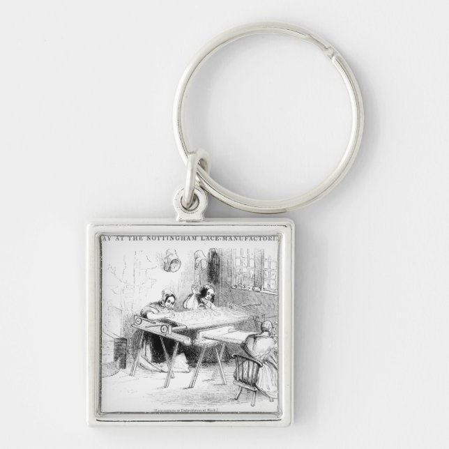 En dag på de Nottingham snöreproducenterna Fyrkantig Silverfärgad Nyckelring (Framsidan)