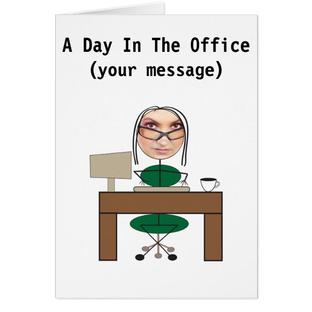 En dag på kontoret (kvinna) hälsningskort (Framsidan)