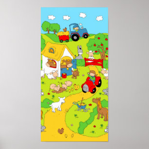 En dag på lantgården (panoramat) poster
