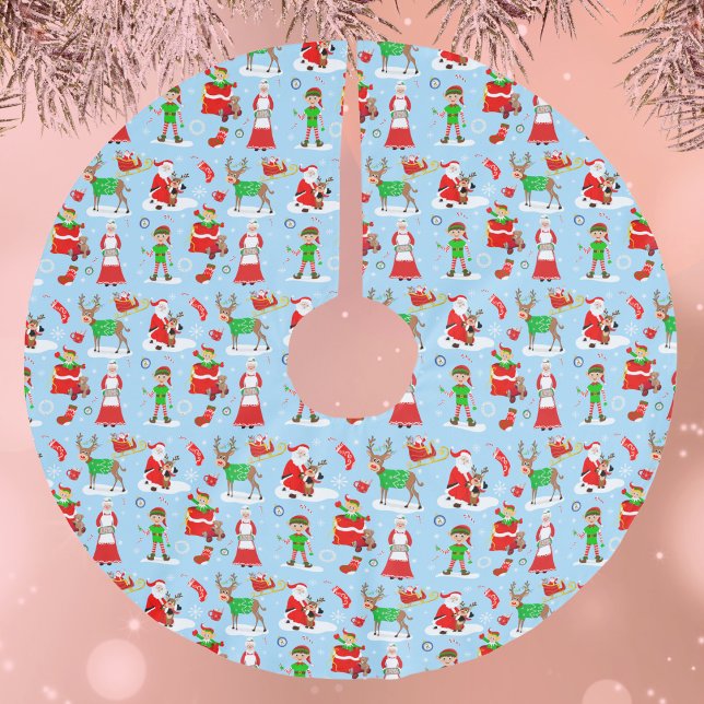 En dag på Nordpolen under julen Julgransmatta Borstad Polyester (Santa's North Pole: A Festive Tree Skirt Weaving Christmas Love Story.)