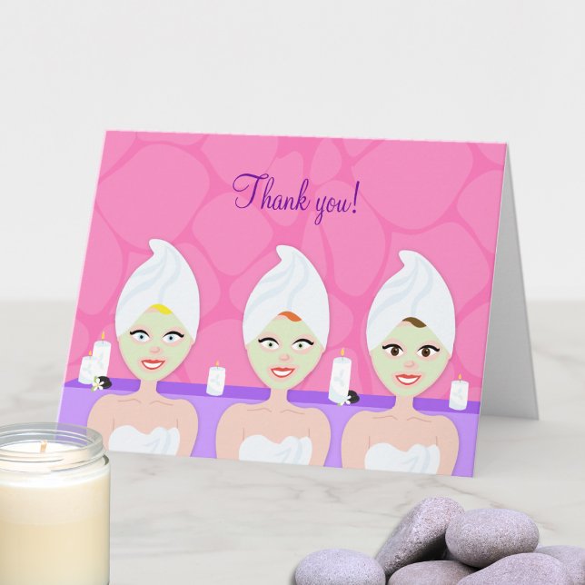 En dag på spa Party Girls Night Out Tack Kort (Spa Day Girls Day Out Folded Thank You Cards)