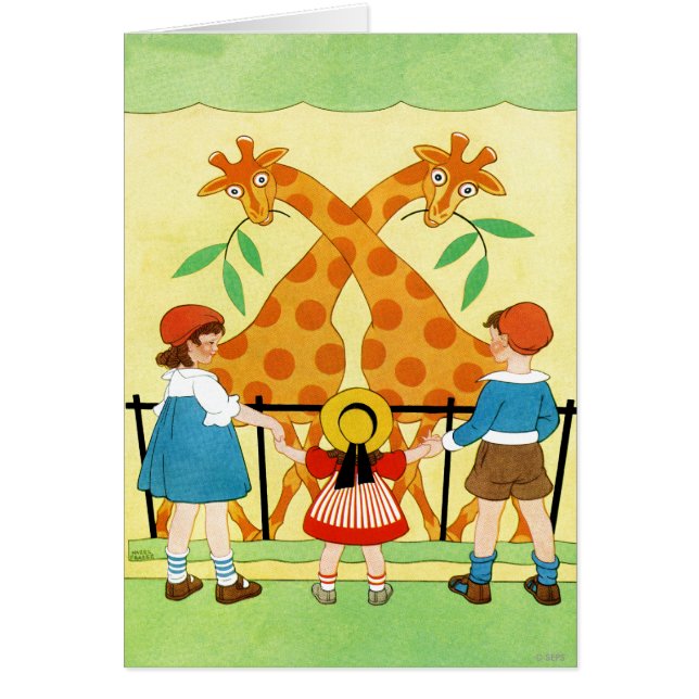 En dag på zooen hälsningskort (Framsidan)