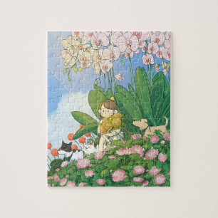En dag plockblommor och fångande fjärilar pussel