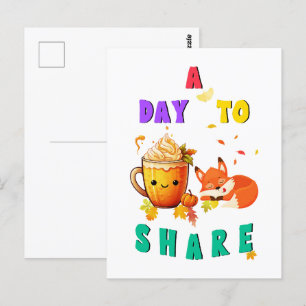 En dag till  Ginkgo Oak Botany Fox-Thanksgiving Vykort