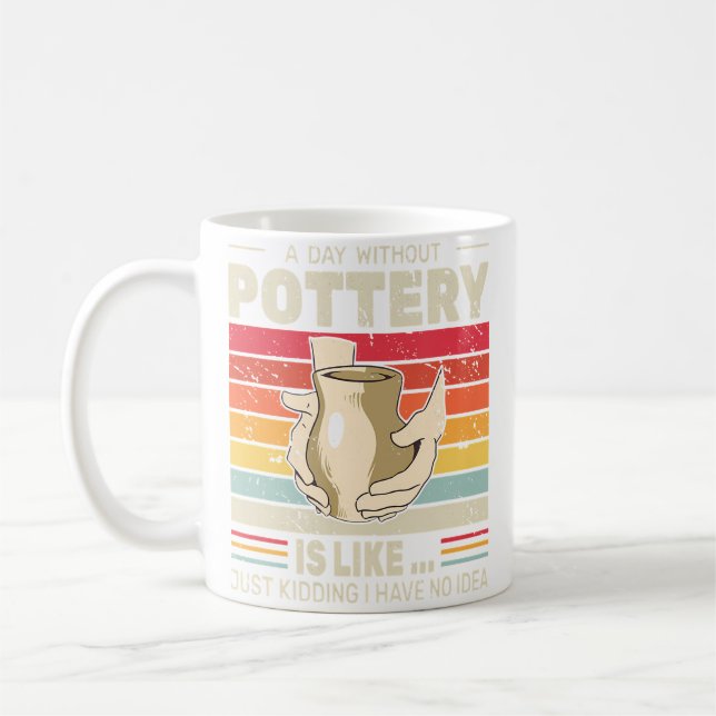En Dag Utan Keramik Retro Lerskulptering Keramik Kaffemugg (Vänster)