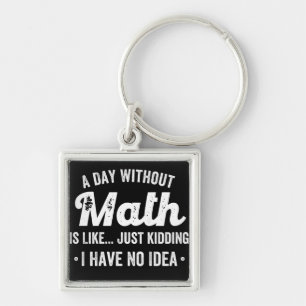 En dag utan matematik är som att skämta... fyrkantig silverfärgad nyckelring