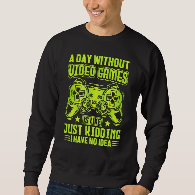 EN DAG UTAN VIDEO GAMES ÄR SOM Gammspel Lång Ärmad Tröja (Framsida)