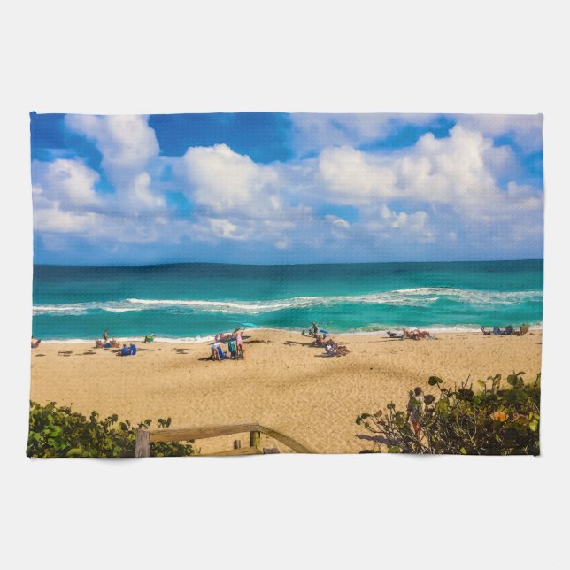 En dag vid stranden kökshandduk (Horisontell)