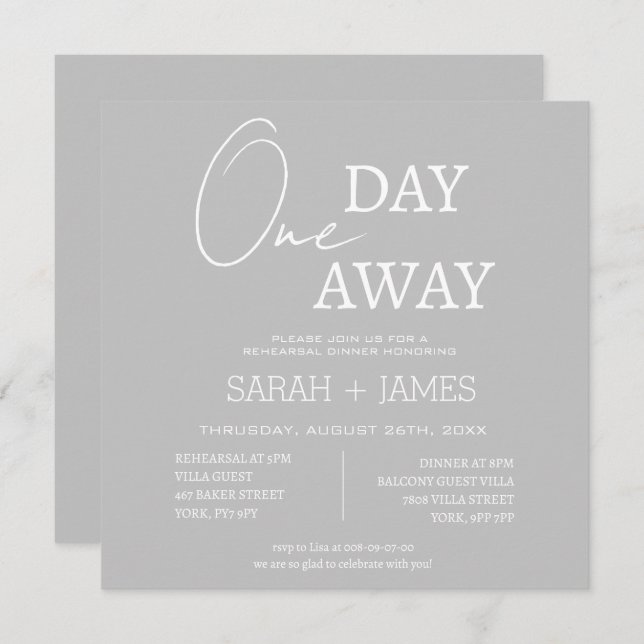 En dagars repetition på bröllopstorget på middagen inbjudningar (Fram/baksida)