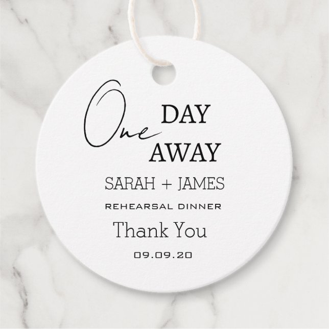 En dagars repetitionsdag Bröllop Tack Gåvor Etiketter (Framsida)