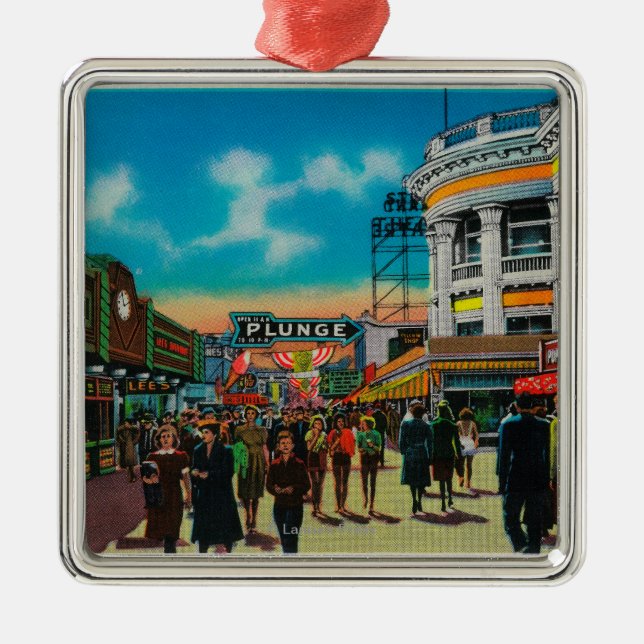 En dagstidningplats på Piken, Long Beach Julgransprydnad Metall (Framsidan)