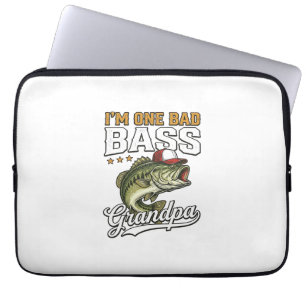 En dålig basfarfar fiske vintage vektor design laptop fodral