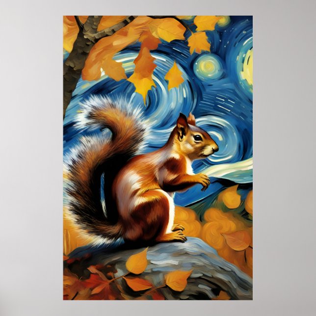 en dålig ekorre på en stjärnkväll poster (Framsidan)