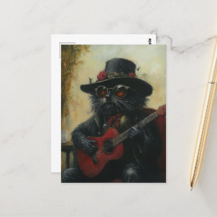 En dålig musikalisk svart Kattunge Vykort