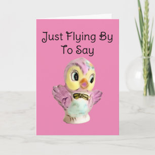 En dålig Vintage Rosa Bird, födelsedag Kort