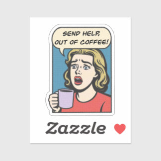 En dam behöver hjälp med kaffet. klistermärken