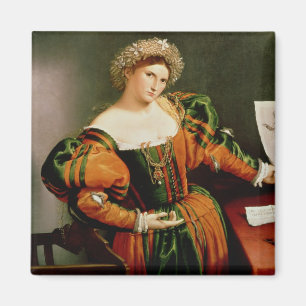 En dam med en teckning av Lucretia, c.1530-33 Magnet