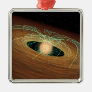 En dammig planet-bilda disk i omlopp julgransprydnad metall
