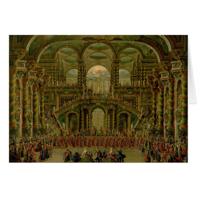 En dans i en barock rokokoslott hälsningskort (Framsidan Horizontal)