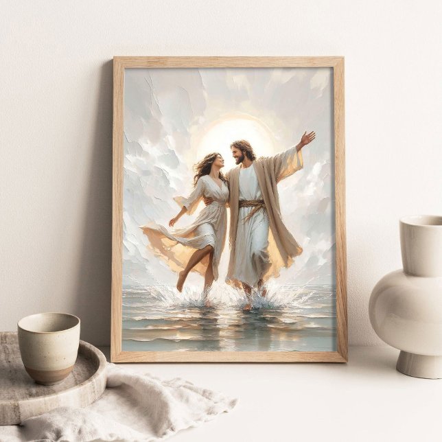 En dans på vatten, kristen målning, Jesus vandrand Poster (Skapare uppladdad)