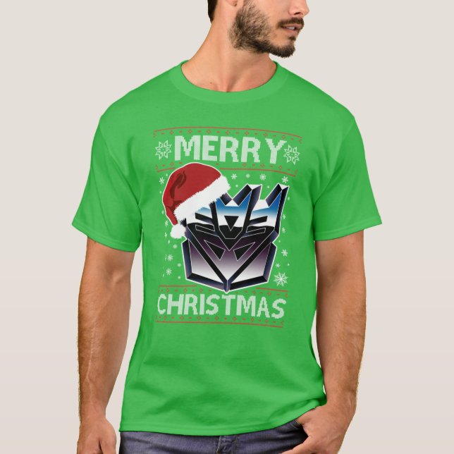 En Decepticon God Jul Transformers Present Hallå T Shirt (Framsida)