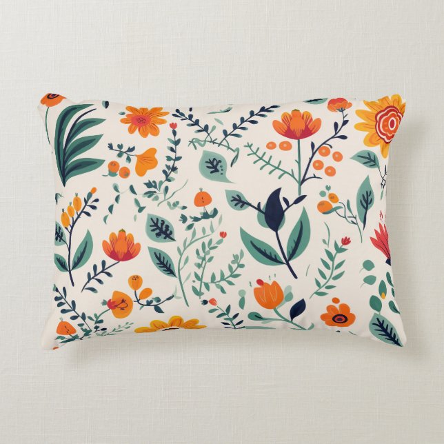 En dekorativ kudde med ett livfullt blommotiv  (Framsidan)