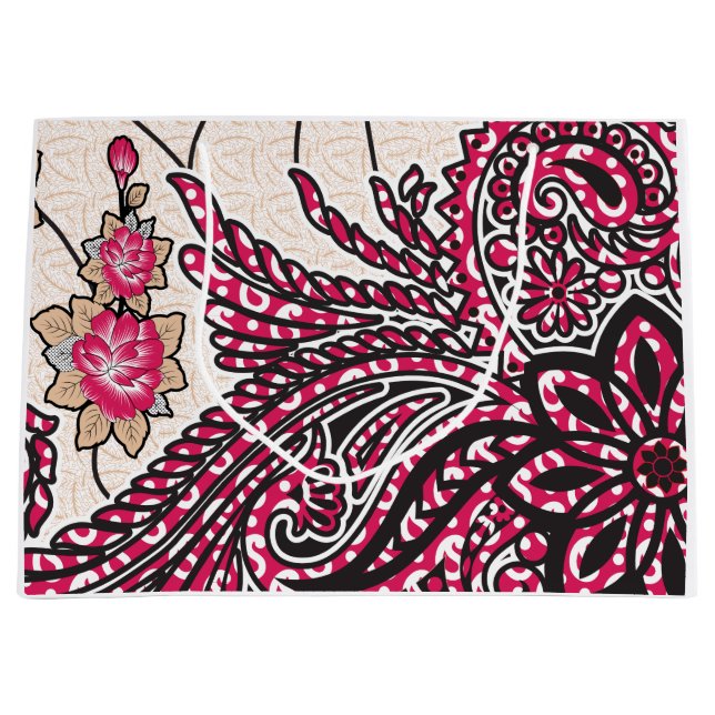 En dekorativ paisley-design med levande rött och s (Framsidan)