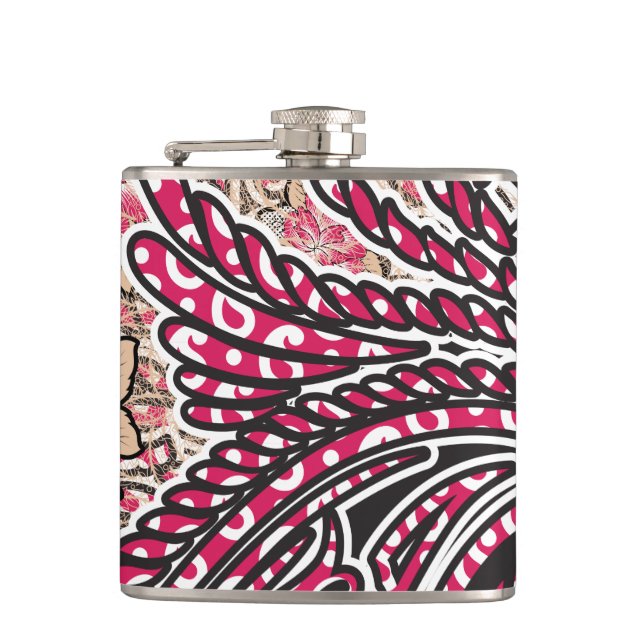 En dekorativ paisley-design med levande rött och s fickplunta (Framsidan)