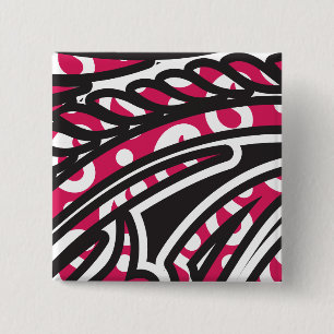En dekorativ paisley-design med levande rött och s knapp