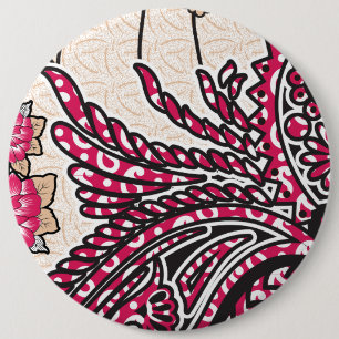 En dekorativ paisley-design med levande rött och s knapp