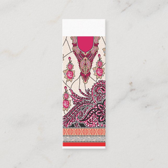 En dekorativ paisley-design med levande rött och s mini visitkort (Framsida)