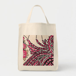 En dekorativ paisley-design med levande rött och s tygkasse