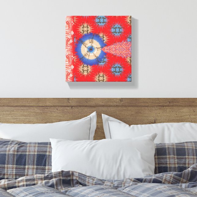En dekorativ paisley mönster i rött och blått. canvastryck (Insitu (sovrum))