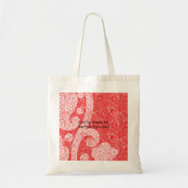 En dekorerad paisley-design med rik rött och bl tygkasse